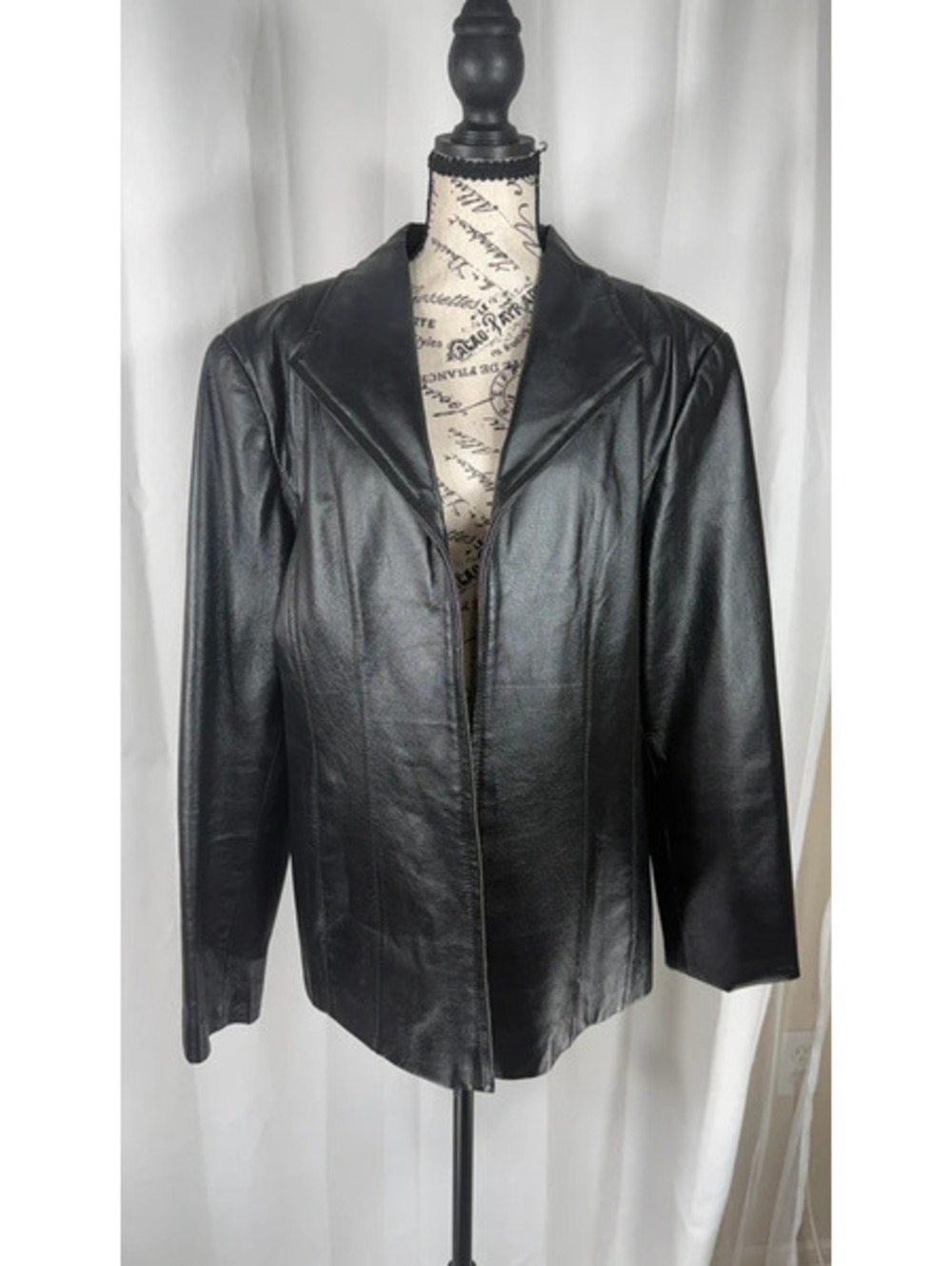 East 5th Genuine Pigskin Leather Jacket Womens XL Black Zip Y2K 90s